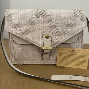 Patricia Nash Cream Textured/Woven Cortu Leather Crossbody Bag